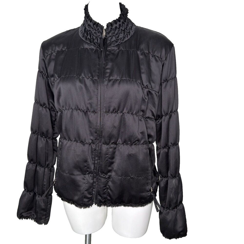 Vintage 80s Marvin Richards Women's Reversible Faux Fur Puffer Mock Colar L